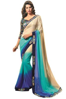 Multicolor Embroidered Georgette Saree With Blouse 1