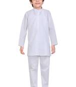 Traditional White Cotton Boys Kurta With Pyjama