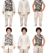 Traditional Grey Cotton Boys Kurta & Waistcoat With Breeches & Dhoti