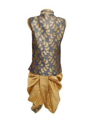 Traditional Grey Silk Blend Boys Kurta With Dhoti 2