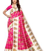 Pink Printed Art Silk Saree With Blouse