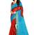 Sky blue printed art silk saree with blouse