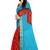 Sky blue printed art silk saree with blouse