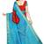 Sky blue printed art silk saree with blouse