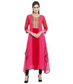 Pink Embroidered Georgette kurta &
