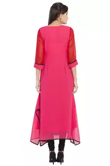 Pink Embroidered Georgette kurta &