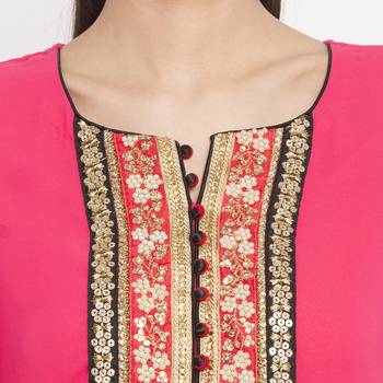 Pink Embroidered Georgette kurta & 5