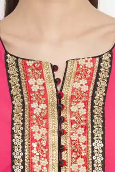Pink Embroidered Georgette kurta &