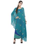 Blue Embroidered Georgette kurta &