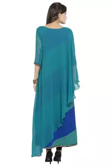 Blue Embroidered Georgette kurta &