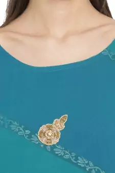 Blue Embroidered Georgette kurta &