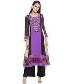Purple Embroidered Georgette kurta &