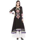 Black Embroidered Georgette kurta &