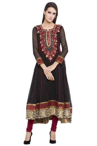Black Embroidered Georgette kurta &