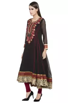 Black Embroidered Georgette kurta &