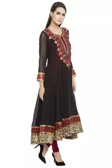 Black Embroidered Georgette kurta &