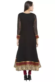 Black Embroidered Georgette kurta &