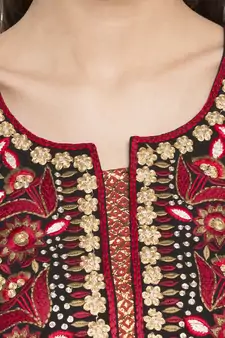 Black Embroidered Georgette kurta &