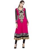 Pink Embroidered Georgette kurta &