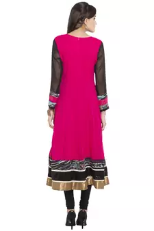 Pink Embroidered Georgette kurta &