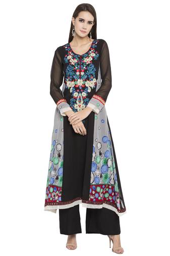 Black Embroidered Georgette kurta &