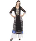 Black Embroidered Georgette kurta &