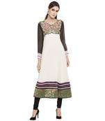 Off White Embroidered Georgette kurta &