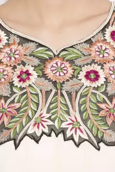 Off White Embroidered Georgette kurta &