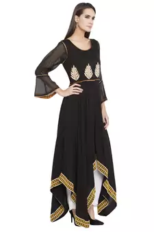 Black Embroidered Cotton kurta &