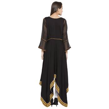 Black Embroidered Cotton kurta & 4