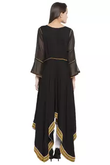 Black Embroidered Cotton kurta &