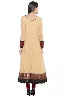 Beige Embroidered Georgette kurta &