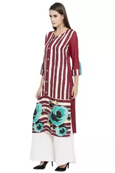 Red Printed Cotton kurta &