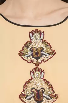 Beige Embroidered Georgette kurta &