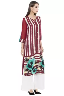 Red Printed Cotton kurta &