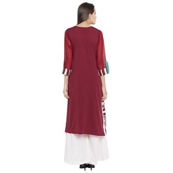 Red Printed Cotton kurta & 4