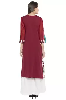 Red Printed Cotton kurta &
