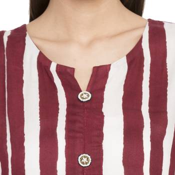 Red Printed Cotton kurta & 5