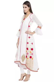 White Printed Georgette kurta &
