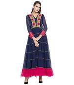 Blue Embroidered Georgette kurta &
