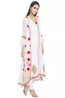 White Printed Georgette kurta &