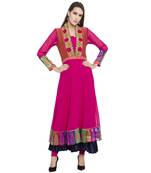 Pink Embroidered Georgette kurta &