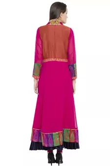 Pink Embroidered Georgette kurta &
