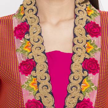 Pink Embroidered Georgette kurta & 5
