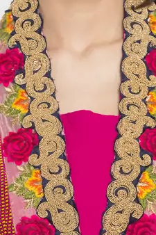 Pink Embroidered Georgette kurta &