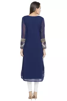 Blue Printed Georgette kurta &