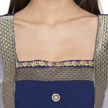 Blue Printed Georgette kurta & 5