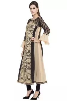 Beige Printed Georgette kurta &