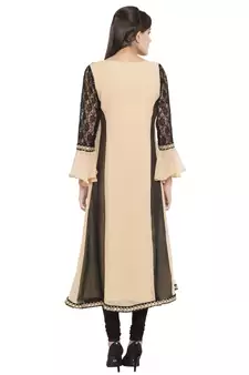 Beige Printed Georgette kurta &