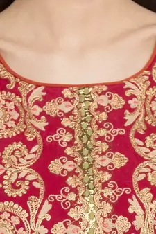 Red Embroidered Georgette kurta &